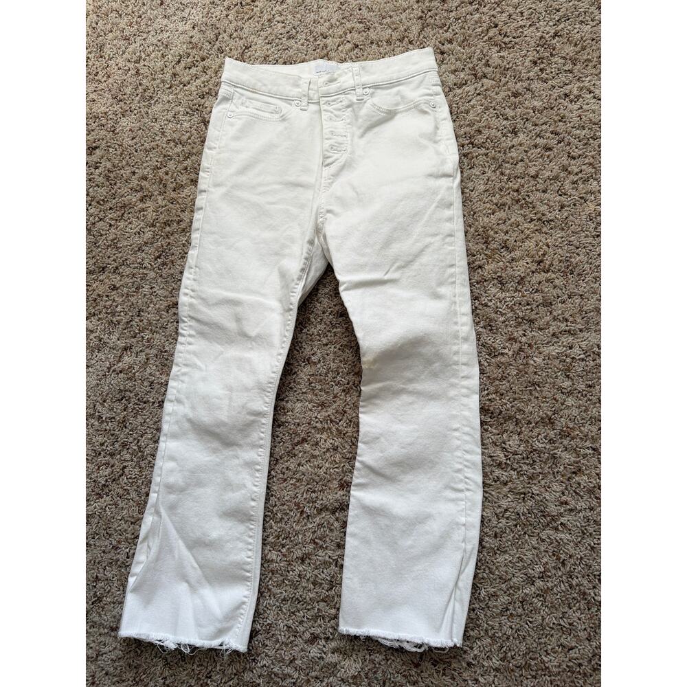 Women’s Loft White Kick Crop Jeans, button fly.  Size 4/27